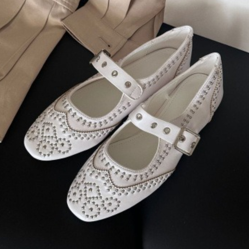 Retro Rivet Buckle Design Flat - Women Shoes Branded review and price